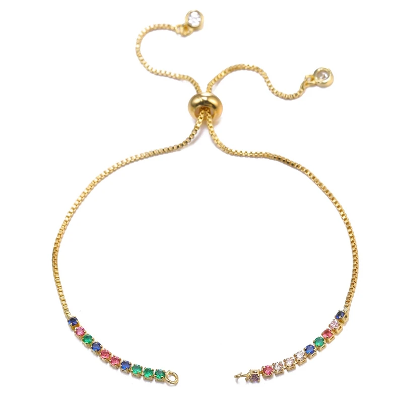 

Juya 18K Gold Plated Luxury Basic 2 Loops Connector Adjustable Slider Chains For DIY Women Fashion Charms Bracelets Making