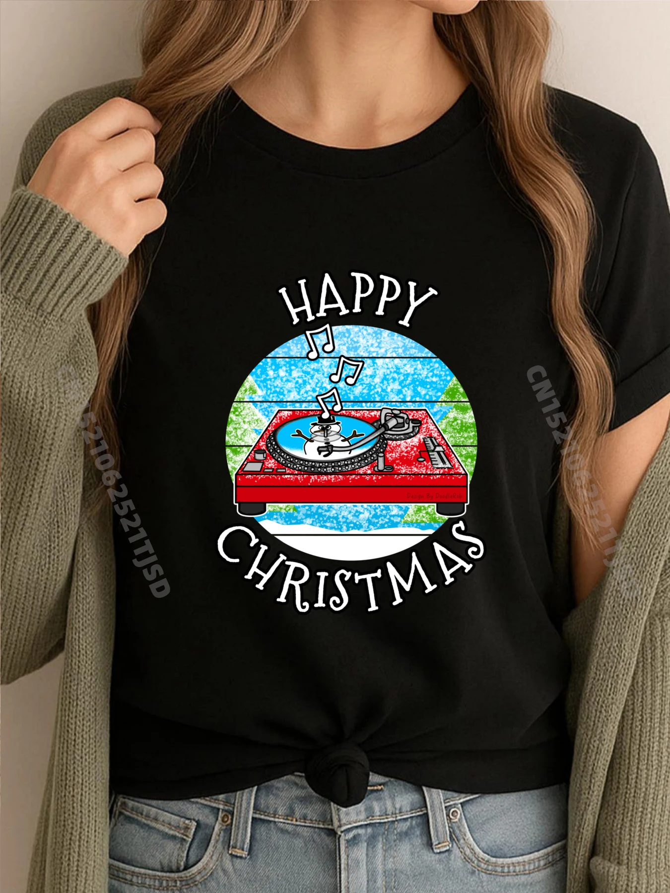 

Рождественский DJ музыкальный продюсер, рождественская футболка с музыкантом, женская 100, ℅ Хлопковый мужской забавный оверсайз