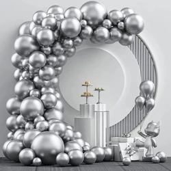 Metallic Silver Balloons Garland Arch Kit Silver Anniversary Theme Balloon Wedding Birthday Party Baby Shower Decor Latex Ballon