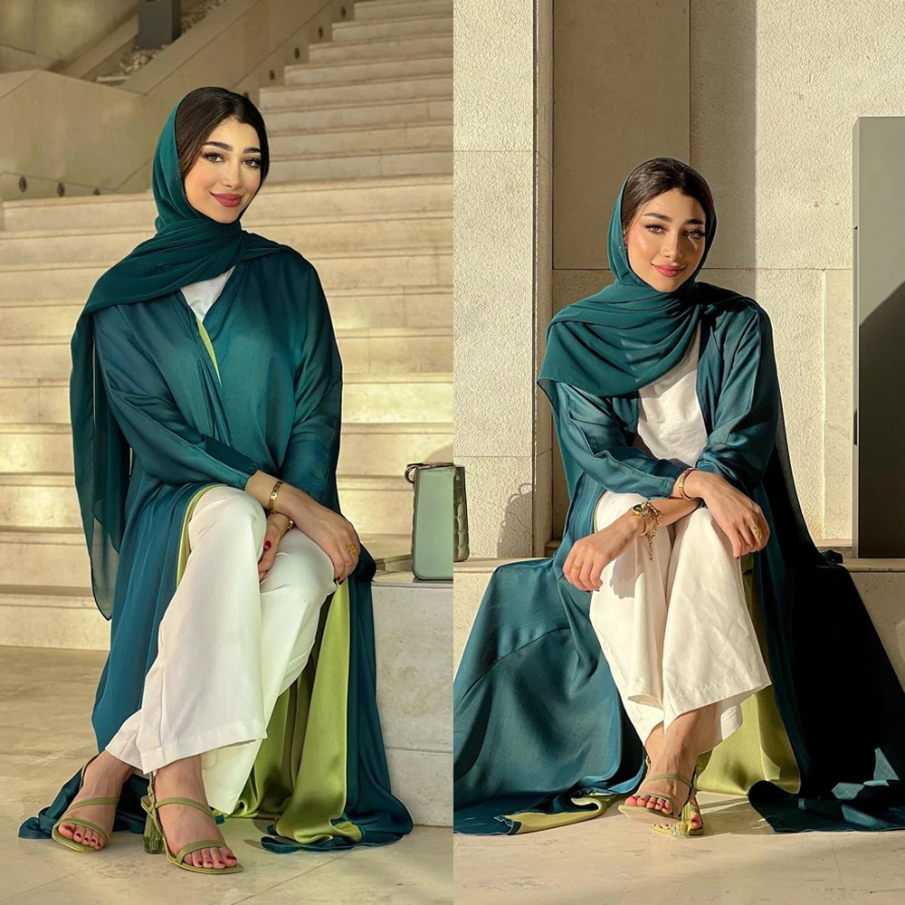 Dubai Abaya Women Open Cardigan Muslim Hijab Long Maxi Dress Turkey Eid Ramadan Kaftan Arab Kimono Robe Morocco Caftan Jalabiya