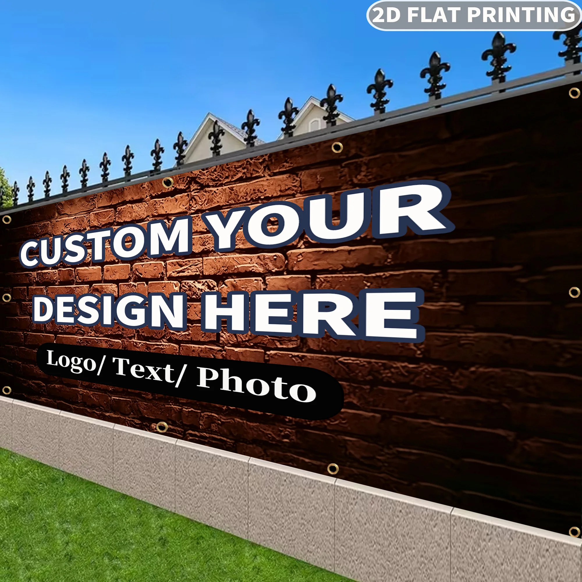 1pc Custom 2D FLAT Printing Garden Privacy & Protective Screens, for Outdoor Yards, Gardens, Garage Festival, Birthday Decor