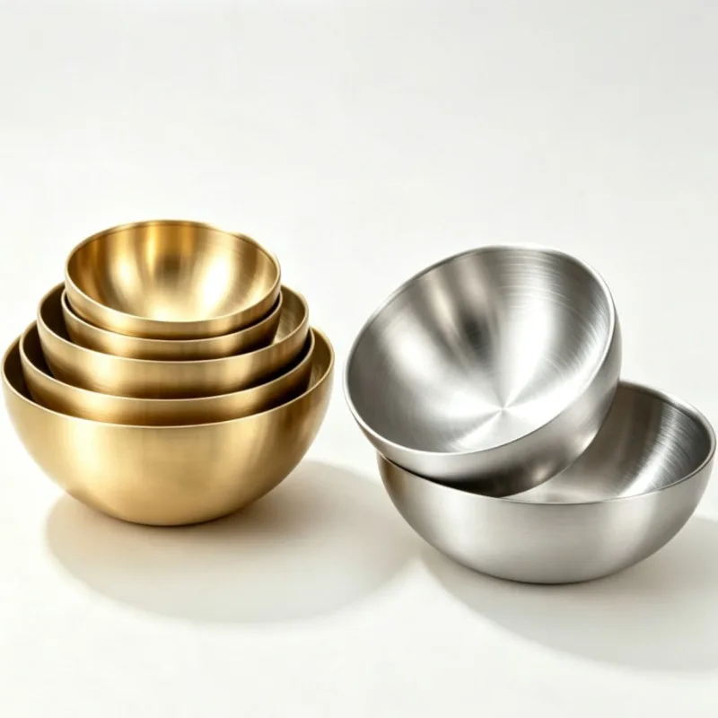Stainless Steel Mixing Bowls Metal Serving Salad Bowls, Food Containers for Baking, Cooking, Making Salads, Noodles,Soup