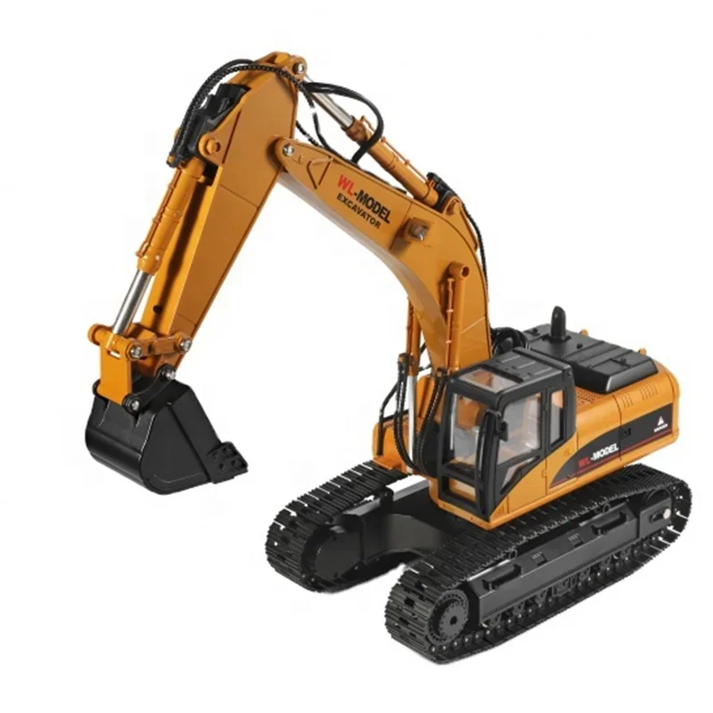 Wltoys-Coleção Modelo De Metal De Liga Elétrica Digger, RC Escavadeira, Som De Fumaça, Grande Controle Remoto, Caminhão Rc, 16800, Escala 1:16