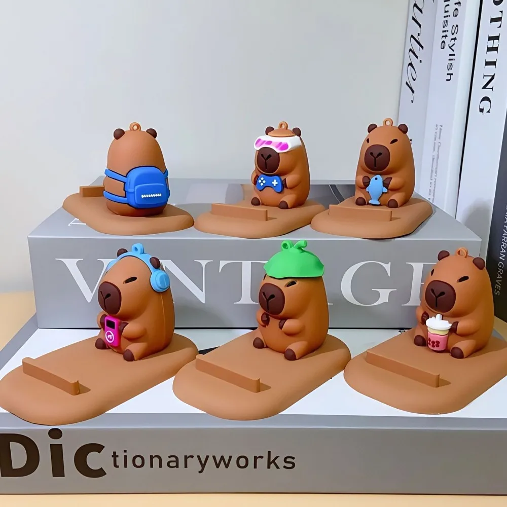 

Turtle Capybara Phone Holder Figure Model PVC Doll Capybara Mobile Phone Stand Support Desk Decor Capybara Cell Phone Bracket