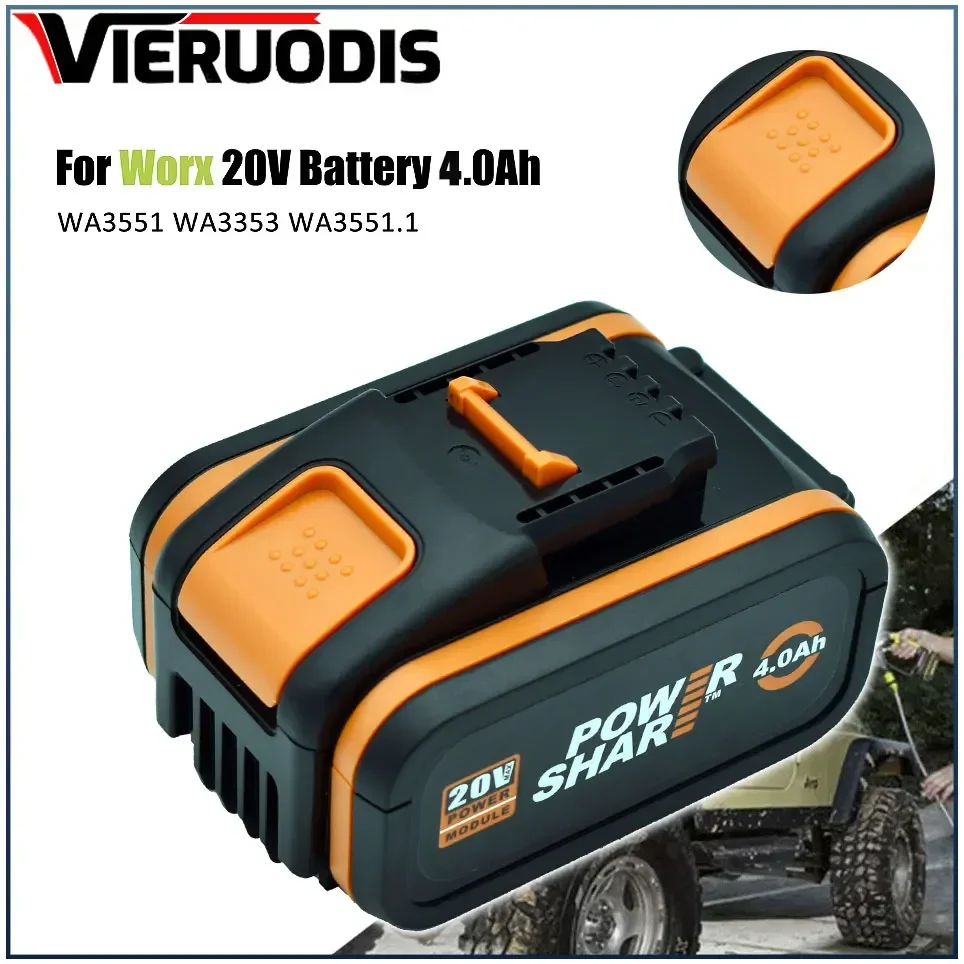 For 20V Battery 4000mah Li-ion for Worx WX390/WX176/WX166.4/WX372.1 WX800/WX678/WX550/WX532/WG894E WG629E/WG329E/WG2