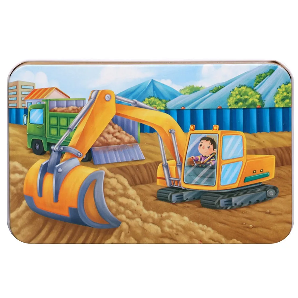 

60 шт. забавные разноцветные мультяшные пазлы, железная коробка, развивающие игрушки для познания цвета, деревянные детские головоломки, упражнения для внимания