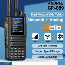 ABBREE GP-889 Analog and Network Radio Walkie Talkie Zello Global POC UHF Bluetooth WIFI 2G 4G Sim Card Android Two Way Radio