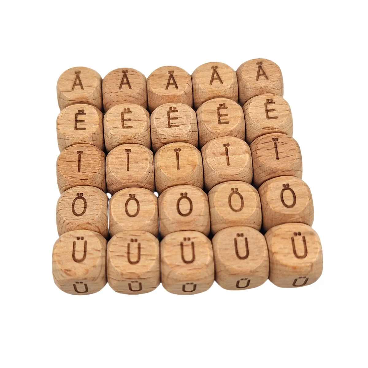 200pcs Wooden Special Greek Latin Symbols Letter Beads 12mm Wood  Alphabet Character Beads for Jewelry Keychain Craft Making