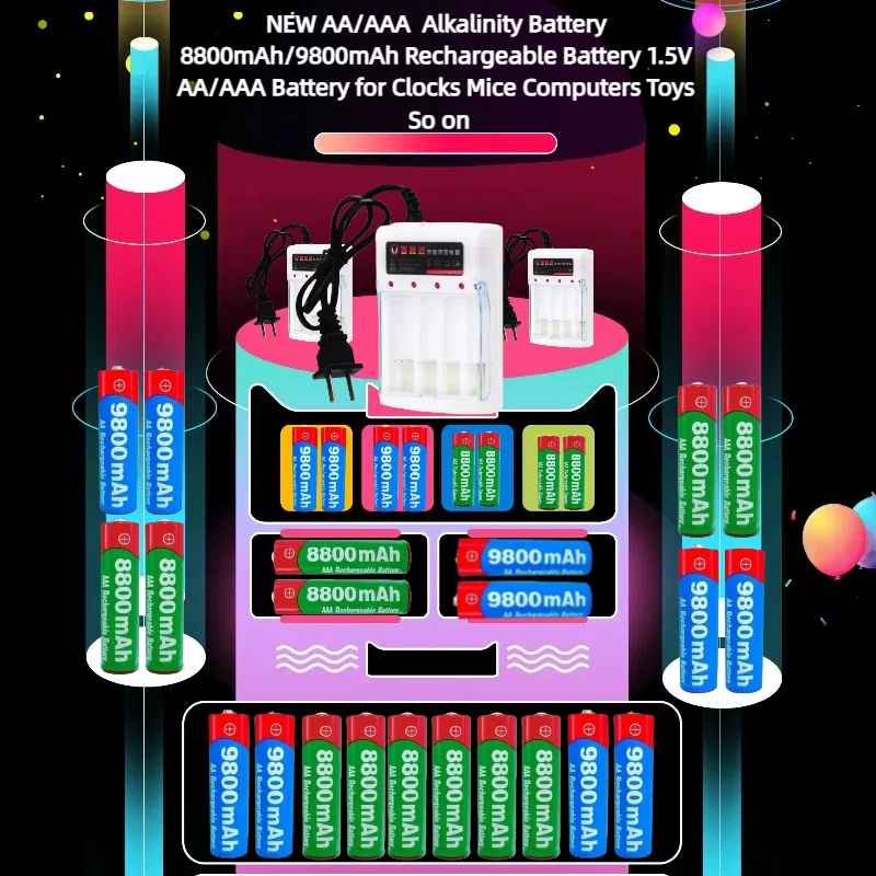جديد AA/AAA بطارية قلوية 8800mAh/9800mAh بطارية قابلة للشحن 1.5 فولت AA/AAA بطارية للساعات الفئران أجهزة الكمبيوتر اللعب ذلك