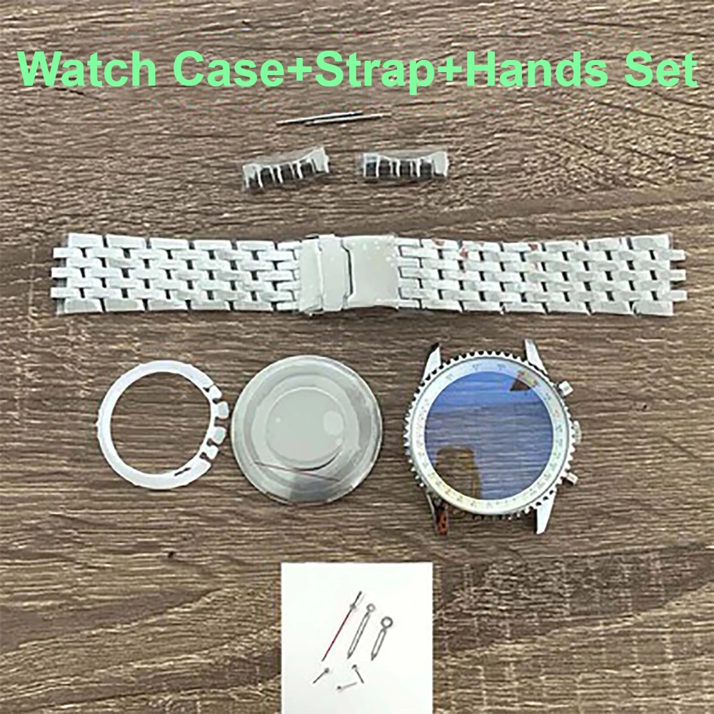 

46.5MM Large Size Stainless Steel Watch Case+Watch Strap+Watch Hands Set Fit for VK63 Quartz Movement Diy Parts