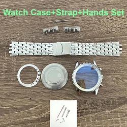 46.5MM Large Size Stainless Steel Watch Case+Watch Strap+Watch Hands Set Fit for VK63 Quartz Movement Diy Parts