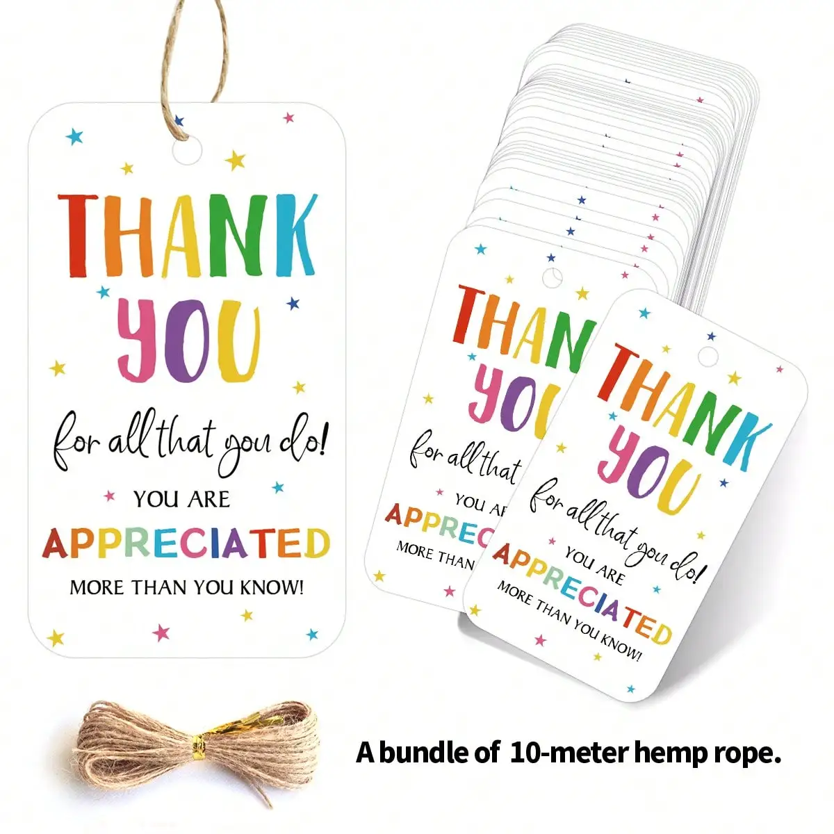 

50pcs Teacher Appreciation Gift Tags With Hemp Rope, "Thank You For All That You Do" Hanging Labels For Party Favor Tags