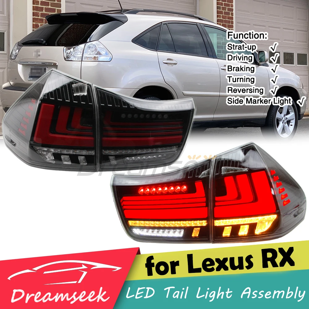 

LED Tail Light Assembly For Lexus RX330 RX350 RX400h XU30 2003-2009 Reflector Rear Brake Reverse With Sequential Turn Lamp LH+RH