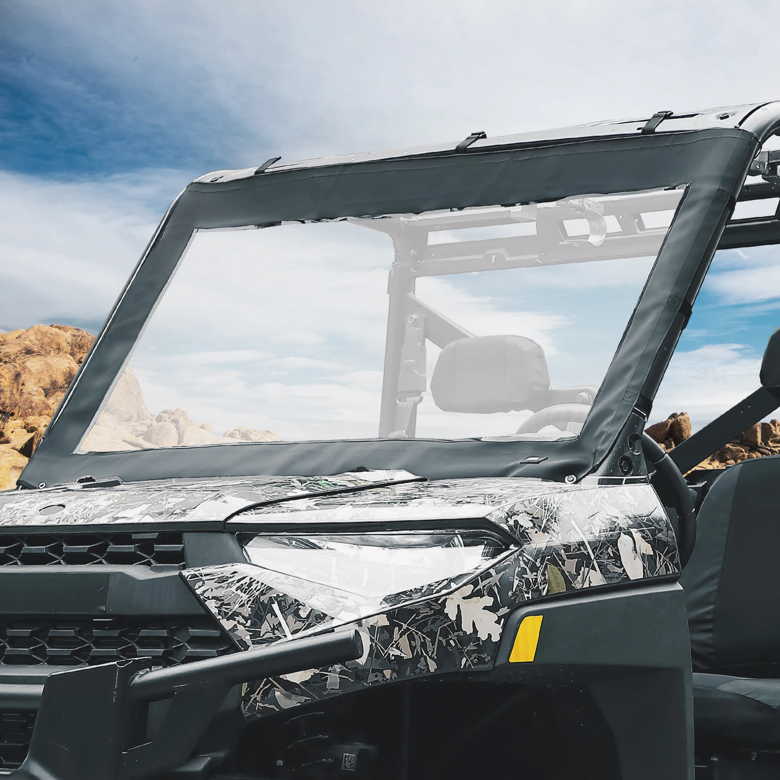 

KEMIMOTO UTV Front Soft Windshield Waterproof PVC Full Shield Window Compatible with Polaris Ranger XP 1000 /Crew 2017-2024