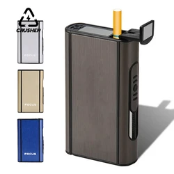 CRUSHER Automatic Cigarette Case Ejection Holder Male Gadgets Windproof Aluminium Alloy Smoke Boxes Fashion Cigarette Box