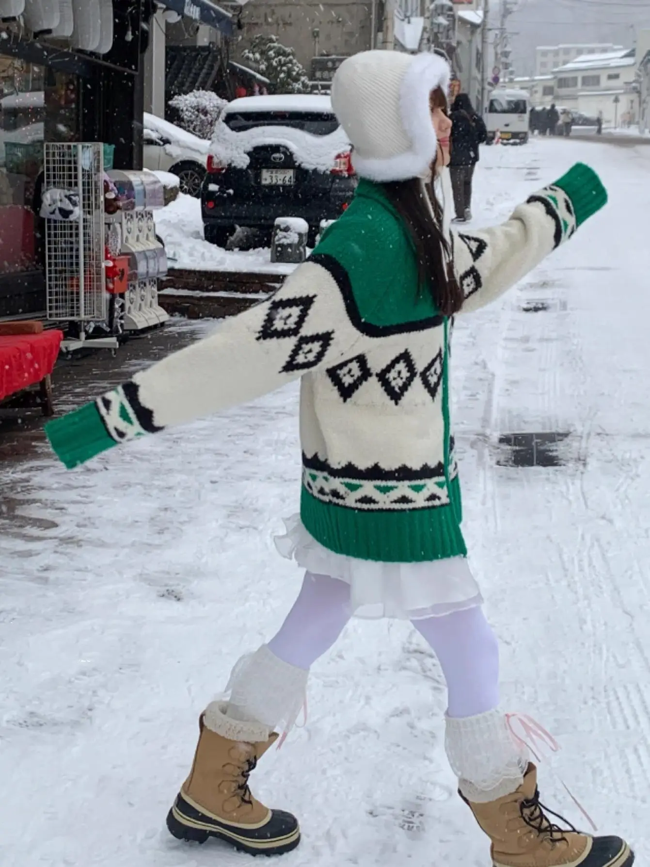 Thiened Nordic Print Open Vest Trui Winter Nieuwe Sle Retro Sle Lange Sve Pendelen Sle Qianling Ontwerp Acryl Jas