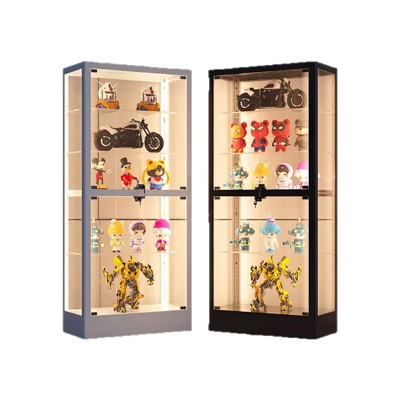 

model display cabinet with lamp glass cabinet with lock household floor toy display cabinet