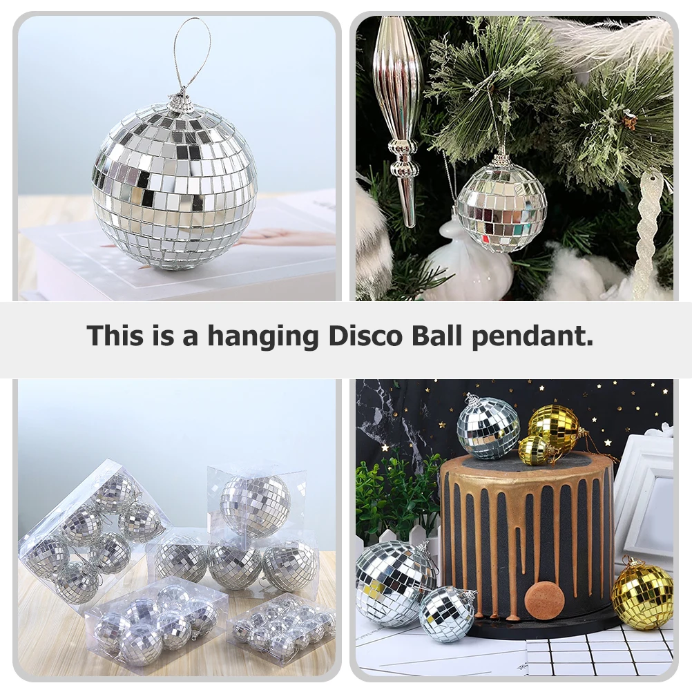 6pcs Mirror Ball Christmas Tree Decorations Reflective Hanging Foam Disco Balls Mirror Hanging mirror Party disco balls Small