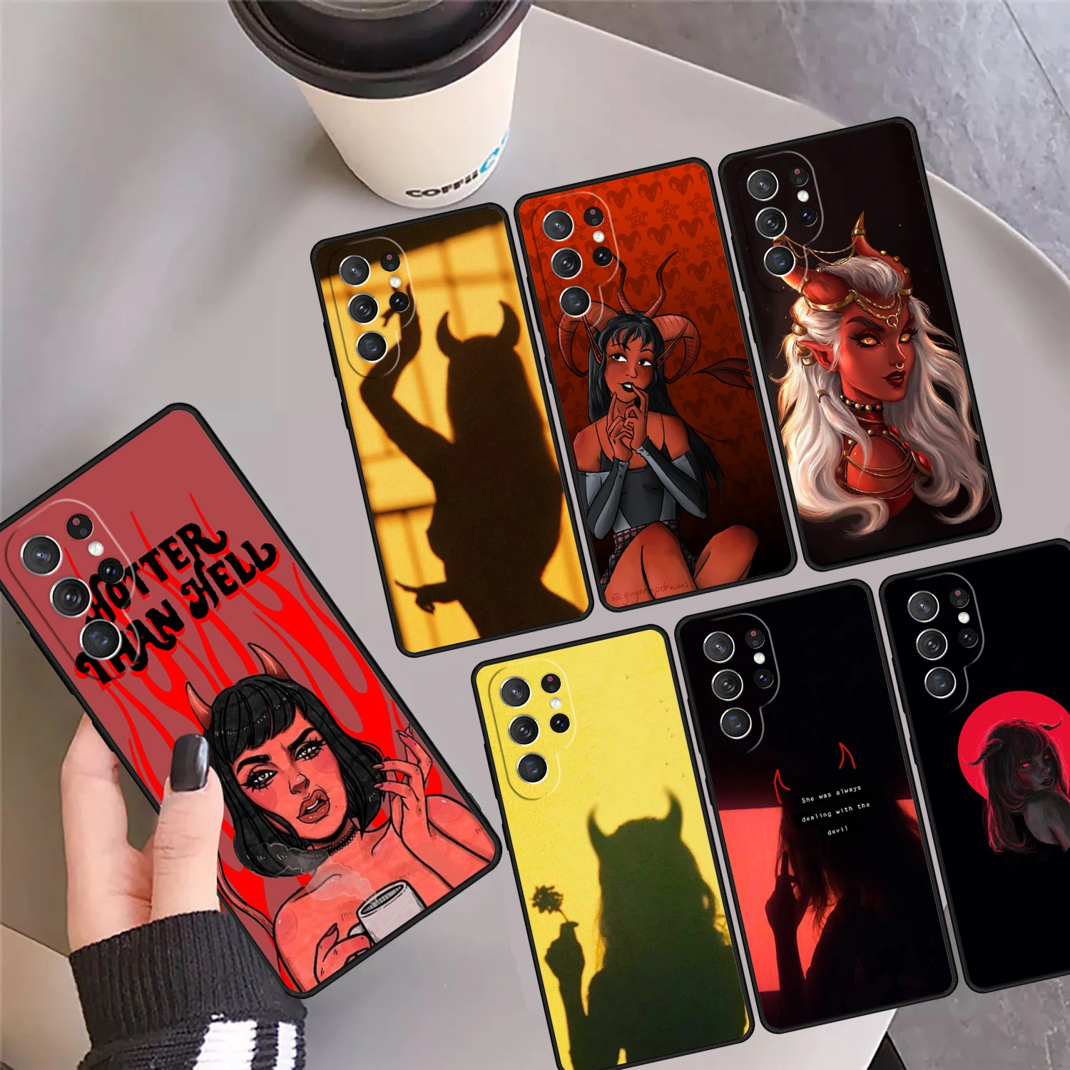 

Aesthetic Devil Woman Bad Girl Phone Case Cover For Samsung Galaxy S24 S25 Ultra S23 S22 Plus S21 FE S20 Note 10 20 Pro