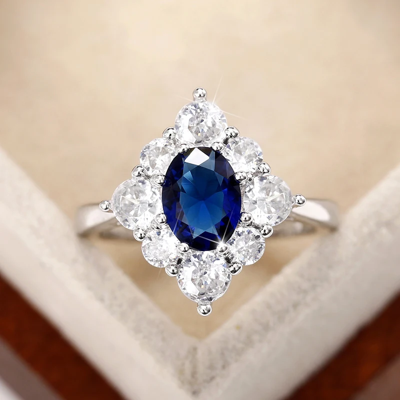 Huitan edle blaue Zirkonia Luxus Ringe für Hochzeit Temperament elegante Frauen Finger Accessoire Jubiläums feier Schmuck