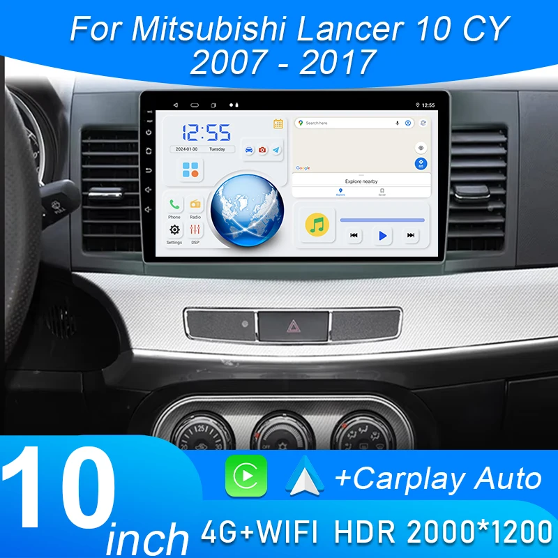 

QLED Screen For Mitsubishi Lancer 10 CY 2007 - 2017 10 Inch Android 15 Car Radio Stereo Audio GPS Player Wireless Carplay Auto