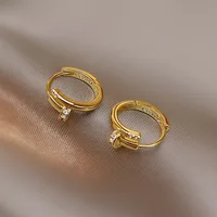 Charming Shiny Crystal Round Hoop Earring For Women Minimalist Nail Shaped Earrings Gold/Silver Trendy Jewelry - Image 3