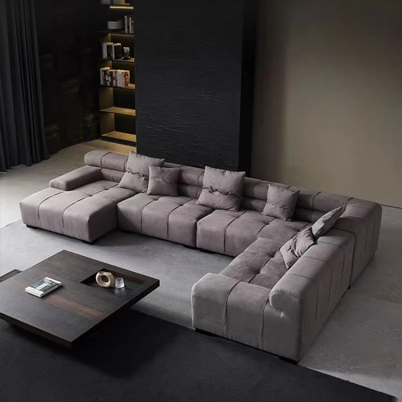 tofu block sofa, Italian designer model, high-end light luxury large apartment, corner combination puff sofa