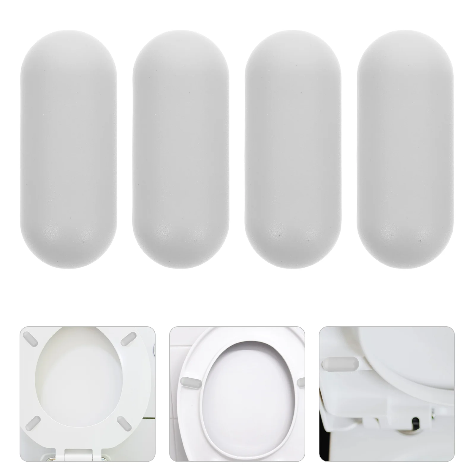 4 Pcs Toilet Seat Bumper Cushioning Pad Lifter Spacer Antislip Gasket Snap Button Kit