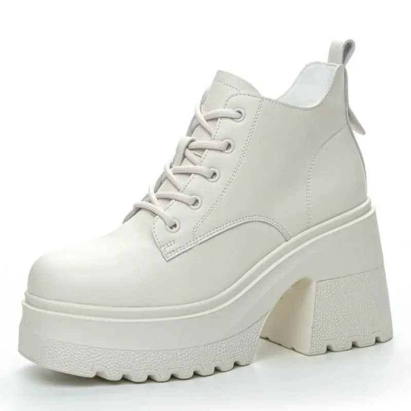 

10 см новые женские весенние ботильоны из микрофибры на платформе, зимняя модная осенняя плюшевая модная обувь на толстой подошве