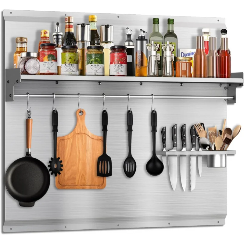 36 x 24 Inch Stainless Steel Backsplash with Shelf,  Stove  Range Hood Backsplash