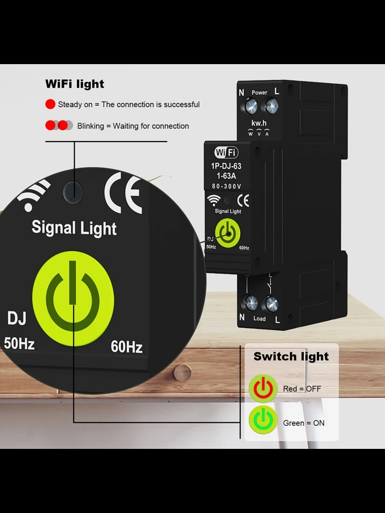 PV-metering fotovoltaïsche bidirectionele automatische herverbindings 1P+N 63A MCB Tuya WiFi slimme stroomonderbreker energiemeter - afbeelding 2