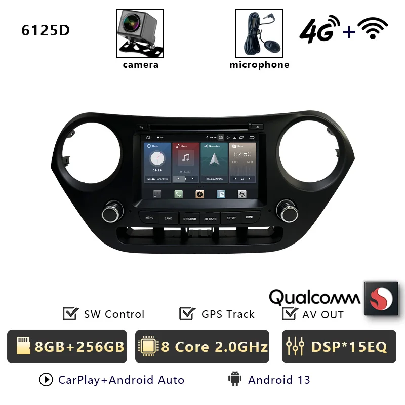 CHESTEK Android 13 Autoradio Voor Hyundai i10 Grand 2013 2014 2015 2016-2018 Carplay Multimedia Video Speler navigatie WIFI 4G BT