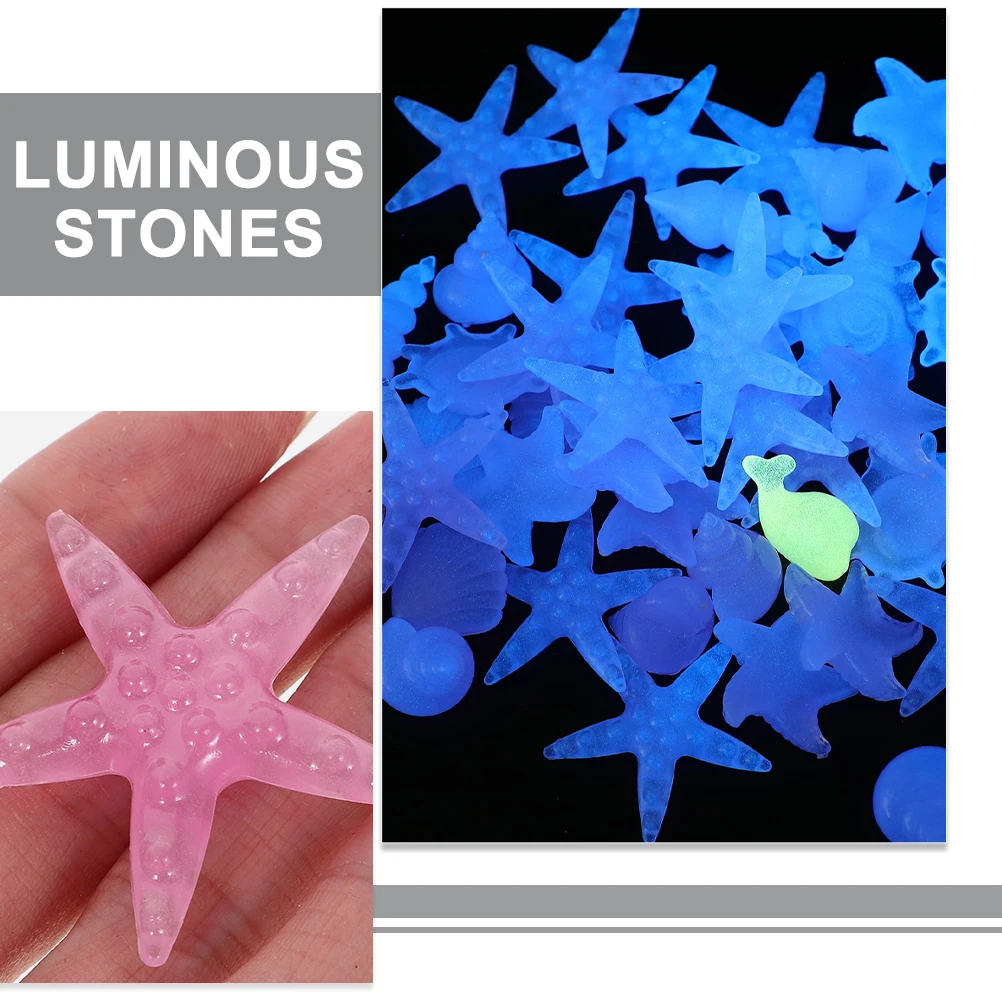 

100pcs Glow Stones Light Emitting Aquarium Decor Rocks Landscape Resin Pebbles Fish Tank Supplies Smooth Decor Pet