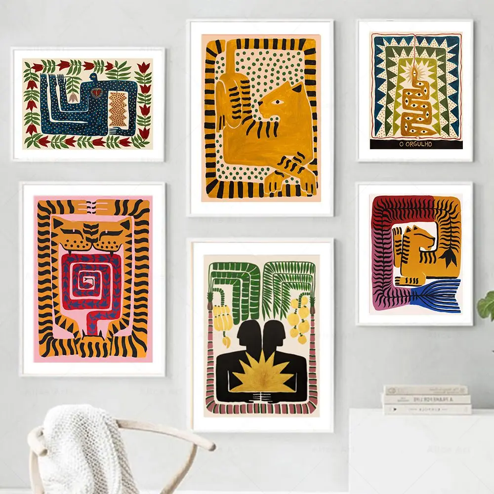 Colorful Abstract Ancient Egypt Snake Leopard Tiger Wall Art Canvas Painting Posters And Prints Wall Pictures Living Room Decor