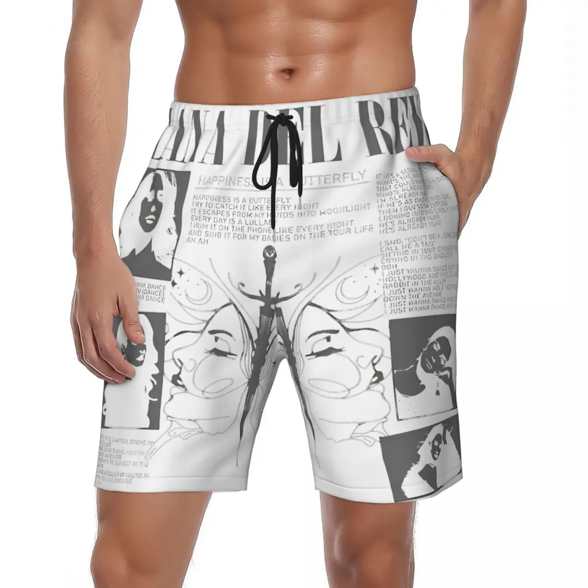 

Летние шорты для доски, мужские шорты Lana Del Rey Ldr, парусный спорт, фитнес, американская певица, пляжные шорты, повседневные плавки, большие размеры