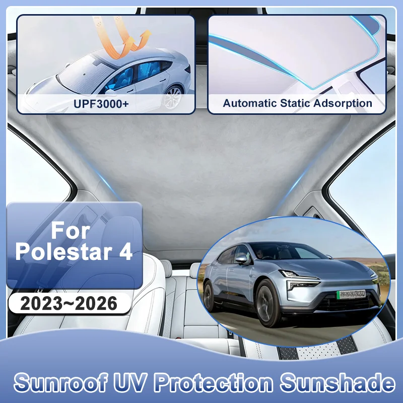 For Polestar 4 2023 2024 2025 2026 Glass Roof Sunshade Electrostatic Adsorption UV Protection Skylight Sun Protector Accessories