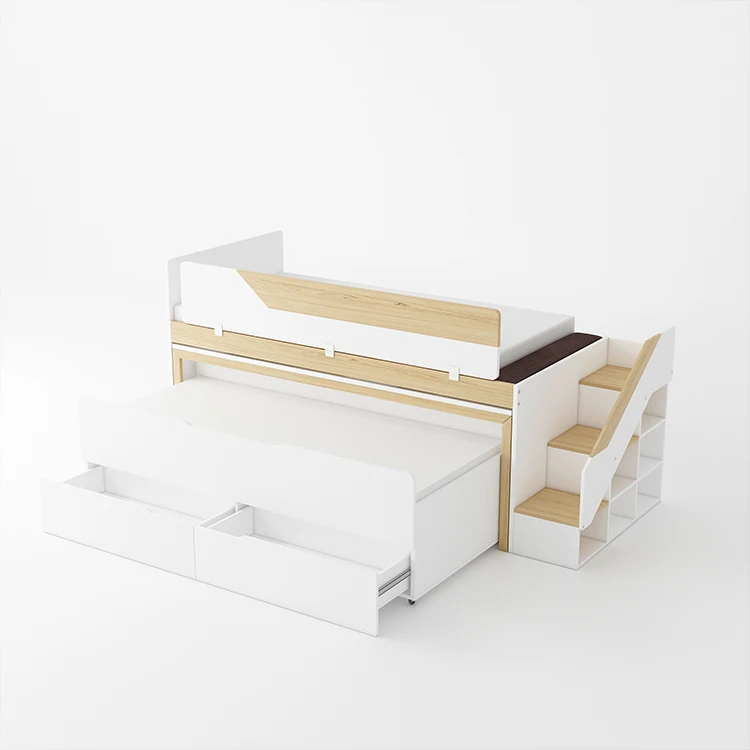 *Wood Grain School Children Bunk Bed Design for Kids With Storage