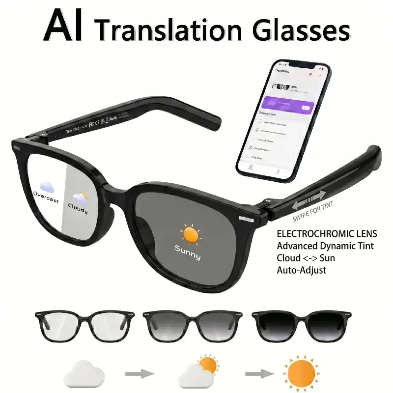 2026 New AI Smart Glasses,AI ChatGPT and Gemini-2.5 with 164 Translations Supported,Bluetooth Glasses for Men Women,Music Playback & Hands-Free Calling,Photochromic Lens,IP67 Waterproof