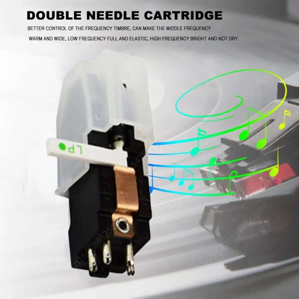 Black Turntable Cartridge Sapphire Dual Needles Stereo Pickup Head Wear-Resistant Replacement for LP 78 RPM Records Accessories