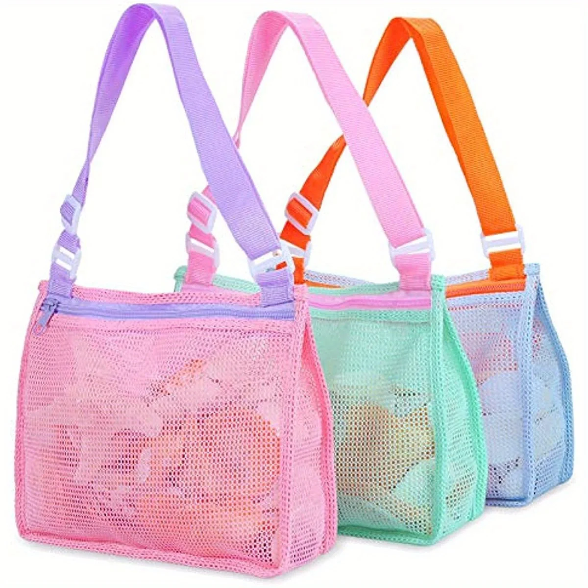 2026 Summer Beach Toy Mesh Beach Bag Kids Shell Collecting Bag Beach Sand Toy Seashell Bag