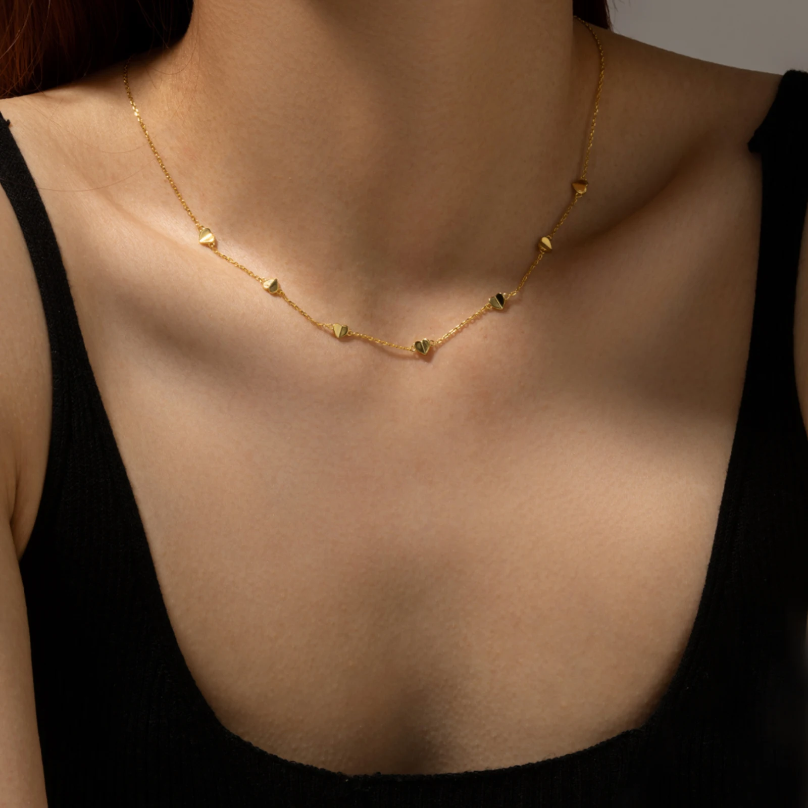 ANDYWEN 925 Sterling Silver Heart Shape Charm Choker Chain Necklace 2021 Women Fine Jewelry Fashion Jewels Luxury Party
