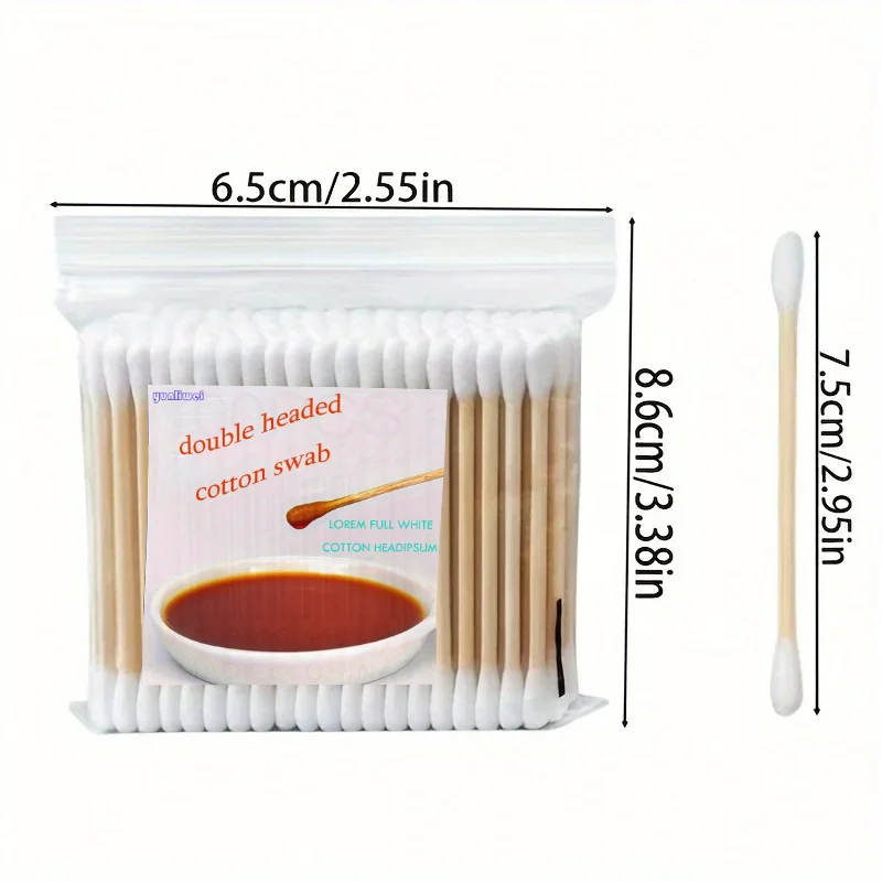 100개 더블 헤드 면봉 여성 메이크업용 나무 스틱 코 귀 청소 건강 관리 도구 청소 도구