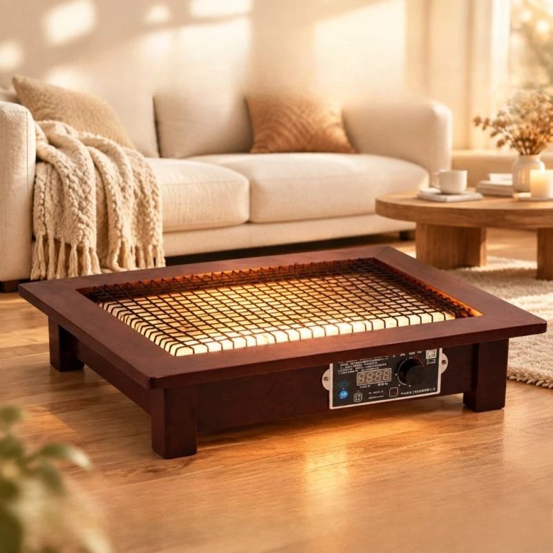 Voice remote control of power failure Solid wood electric brazier Household square baking stove Electric heater Under table foot