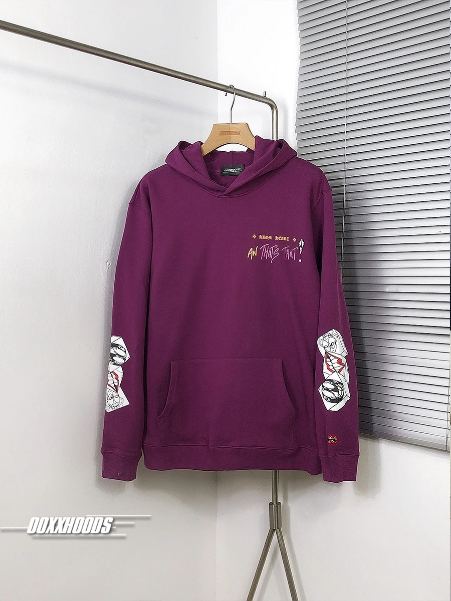 

Милые фиолетовые толстовки с мультяшным принтом, парные свитшоты, свободный крой, хлопок, длинный рукав, молодежный стиль, модная повседневная одежда