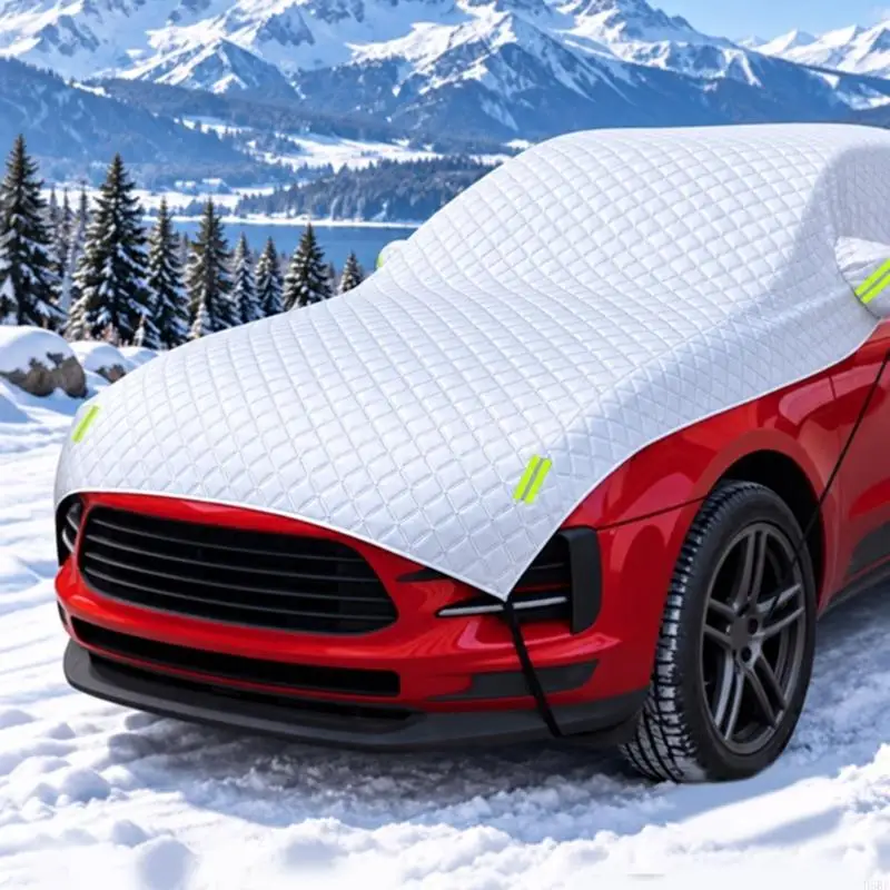 D5BE Foldable Partial Vehicle Cover with Nonwoven Storage Bag for Roof and Front and Rear Windshield Coverage While Parked
