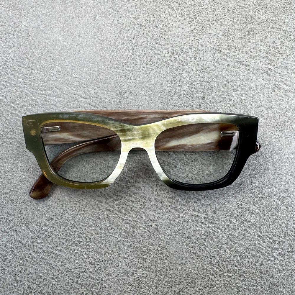 Eyeglass Frames Square Vintage Unique Classic Handmade Black White Horn Prescription Man Glasses Frames Optical Lenses Eyewear