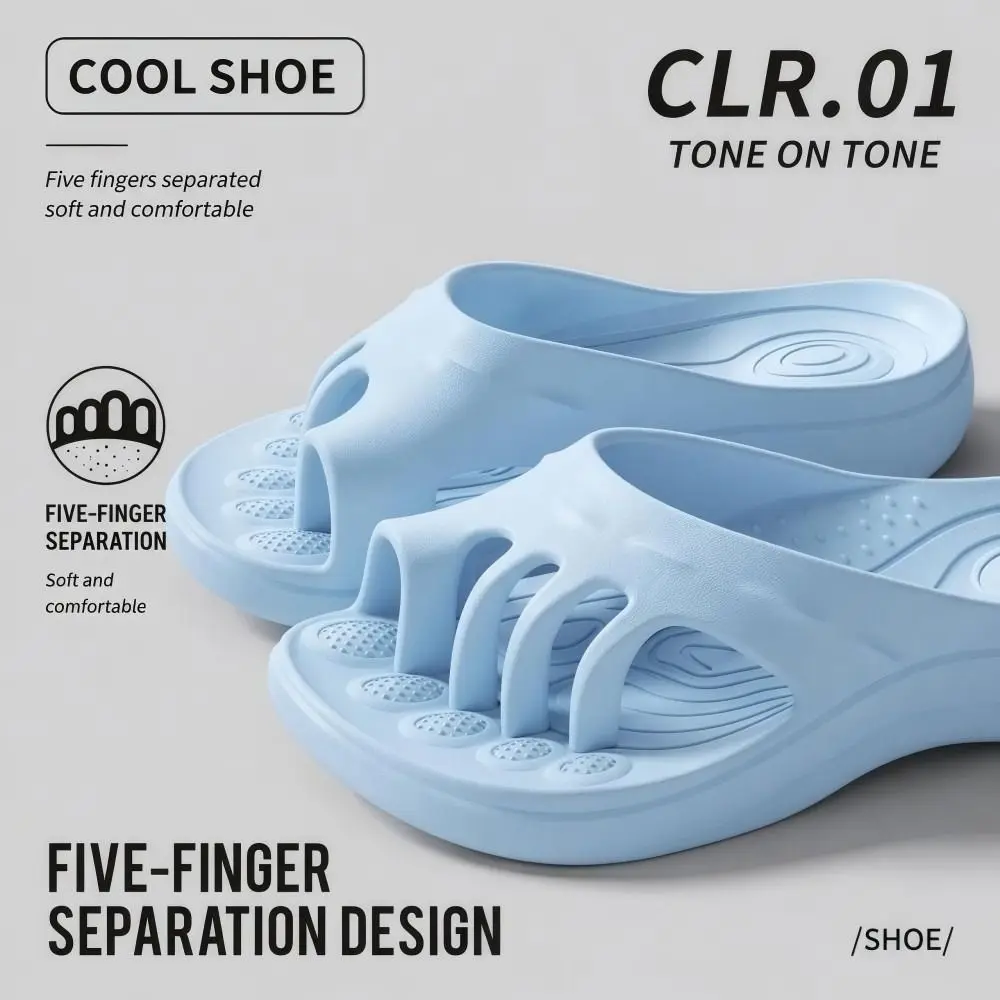 EVA Five Toe Slide Sandals Non-slip Soft Soled Arch Support Slippers Lightweight Bunion Relief Split Toe House Slides Woman