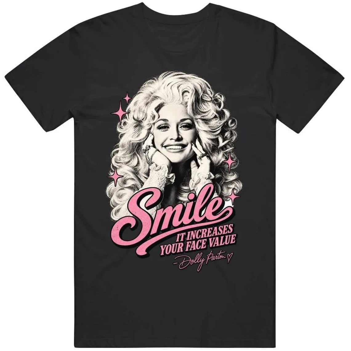 Smile It Increases Your Face Value Dolly Parton Quote Country Black Unisex Shirt