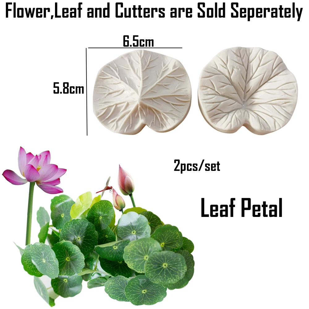 NEW 2pcs Lotus Silicone Mold Leaf Moulds DIY Cake Fondant Mould Dessert Chocolate Clay FondantDecoration Kitchen Bake Tool M2884