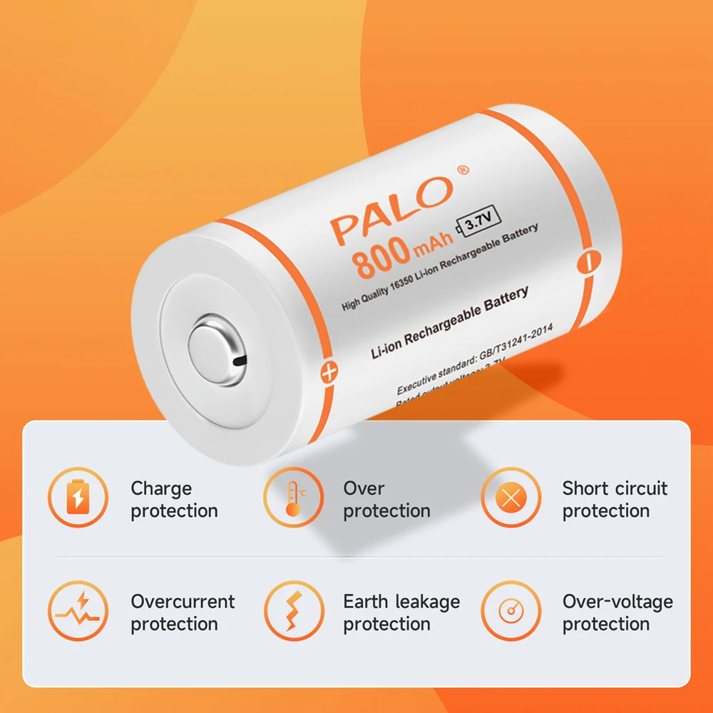 PALO 8-32Pcs CR123A 배터리 3.7V 800mAh 16340 16350 CR123 RCR123A RCR123 LED 손전등 용 리튬 이온 충전지